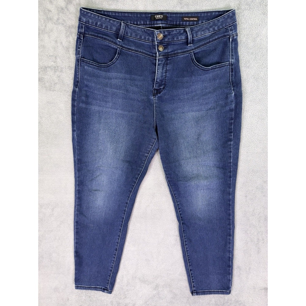 Curve Appeal Jegging Jeans Womens 16/33 Blue Dark Wash High Rise Total Control